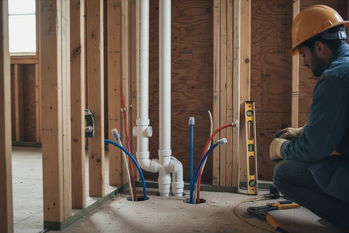Drain and supply rough-in during Leak Detection in Cal Nev Ari